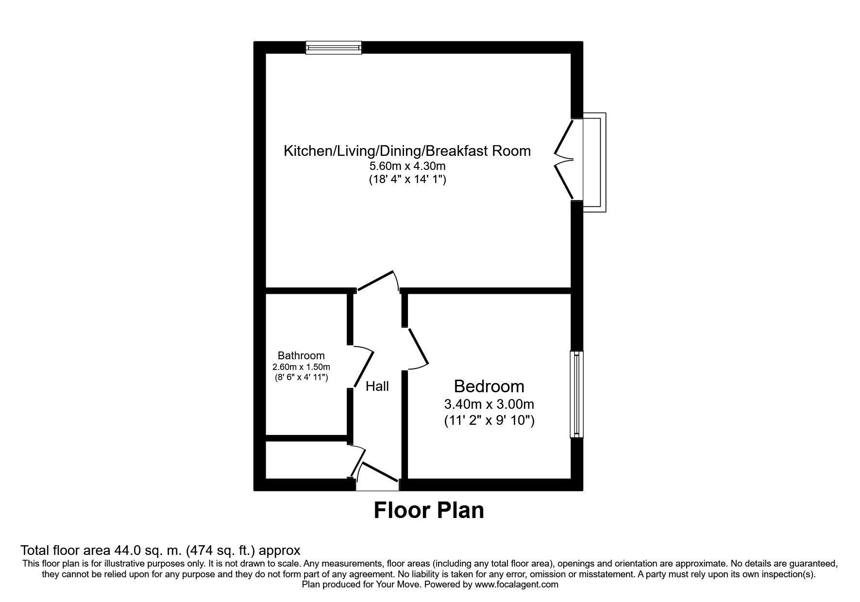 Floorplan of 1 bedroom Flat to rent, Rosso Close, Doncaster, DN4