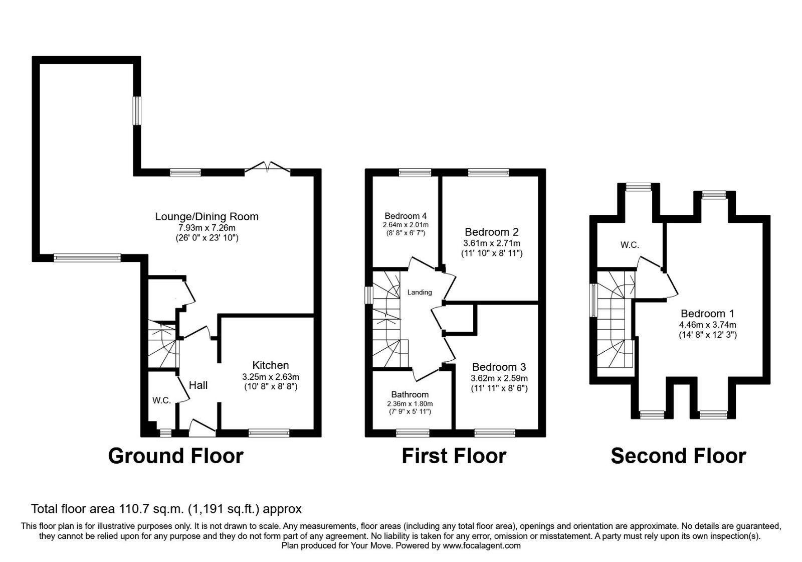 Floorplan of 4 bedroom Semi Detached House to rent, Greenfield Lane, Doncaster, South Yorkshire, DN4
