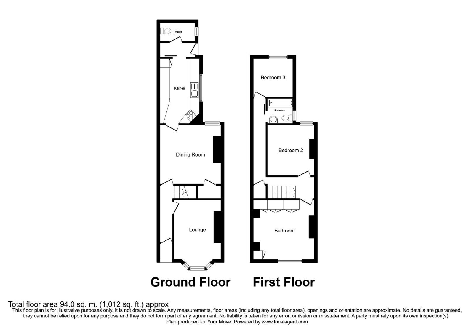 Floorplan of 3 bedroom Mid Terrace House to rent, Royston Avenue, Doncaster, South Yorkshire, DN5