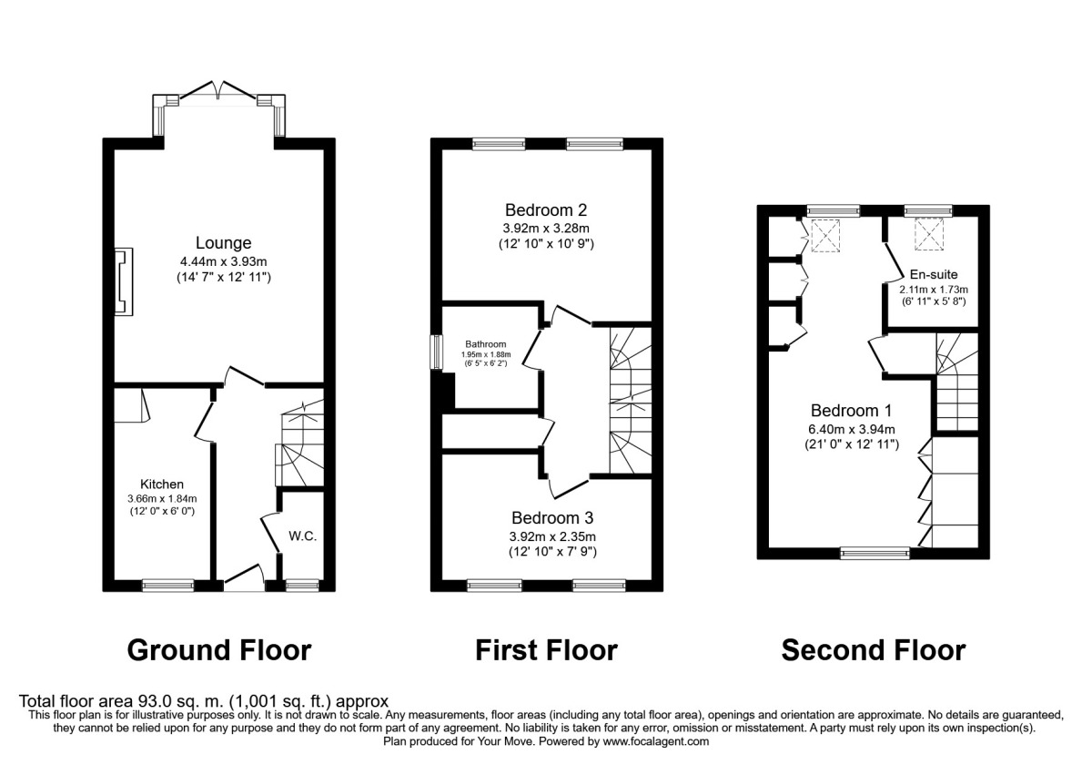 Floorplan of 3 bedroom House to rent, Burleigh Court, Tuxford, Nottinghamshire, NG22