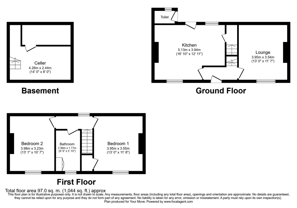 Floorplan of 2 bedroom Mid Terrace House to rent, Old Road, Conisbrough, South Yorkshire, DN12