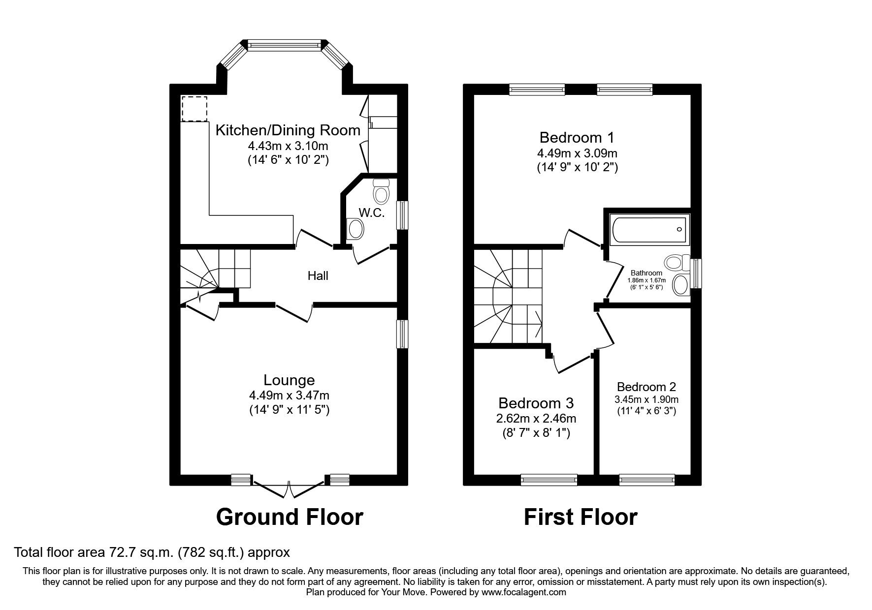 Floorplan of 3 bedroom End Terrace House for sale, Sunningdale Drive, Edlington, Doncaster, DN12