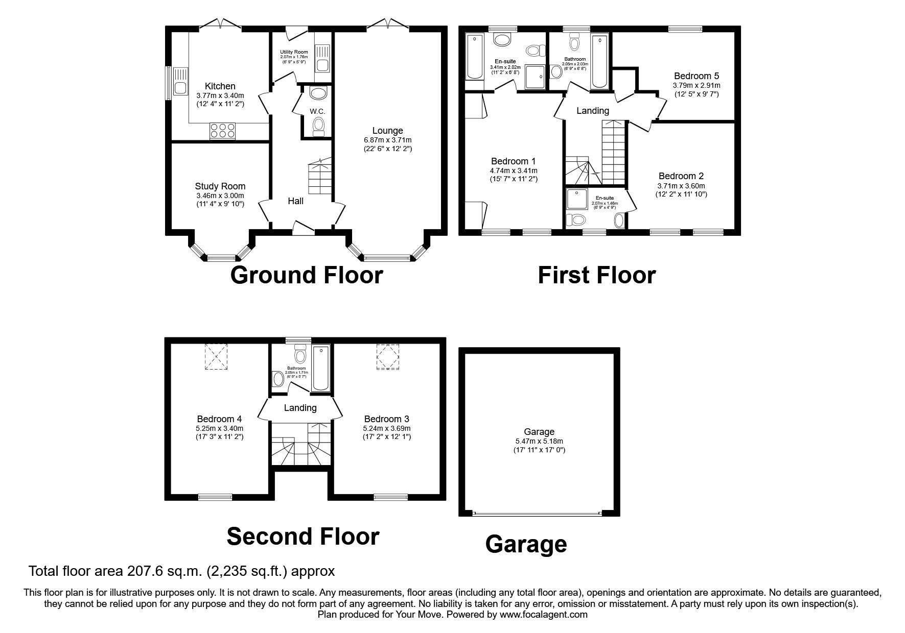Floorplan of 5 bedroom Detached House for sale, Apple Tree Way, Bessacarr, Doncaster, DN4
