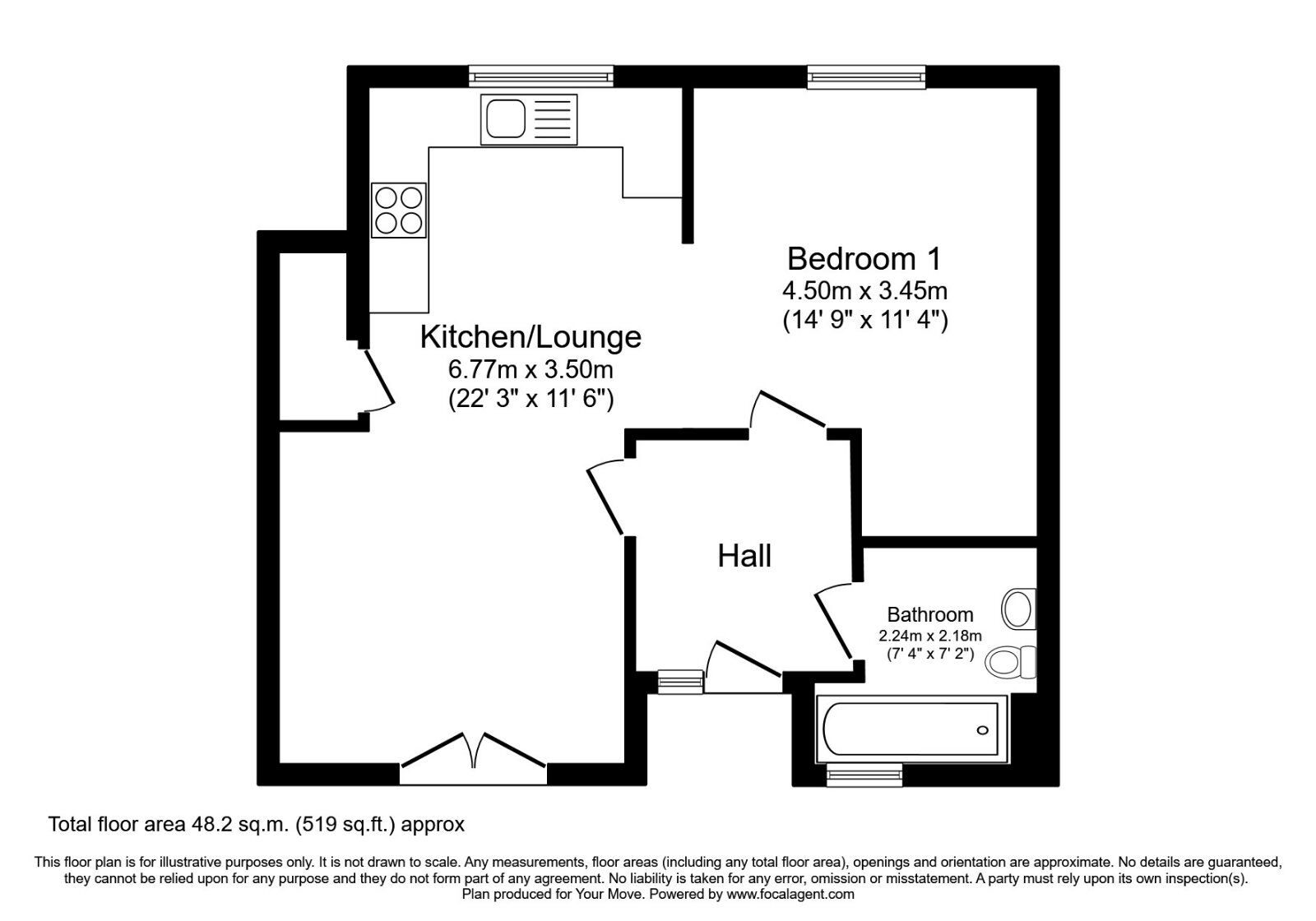 Floorplan of 1 bedroom  Flat to rent, Mallard Mews, South Elmsall, West Yorkshire, WF9