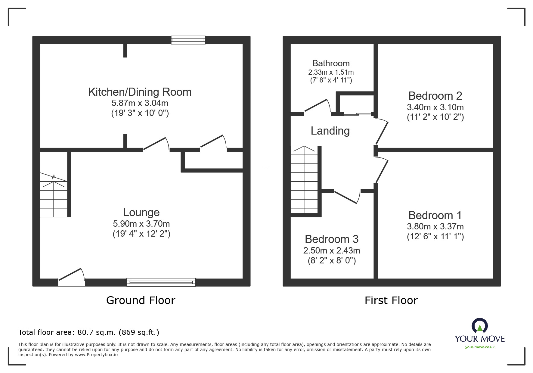 Floorplan of 3 bedroom End Terrace House to rent, Haynes Close, Tuxford, Nottinghamshire, NG22