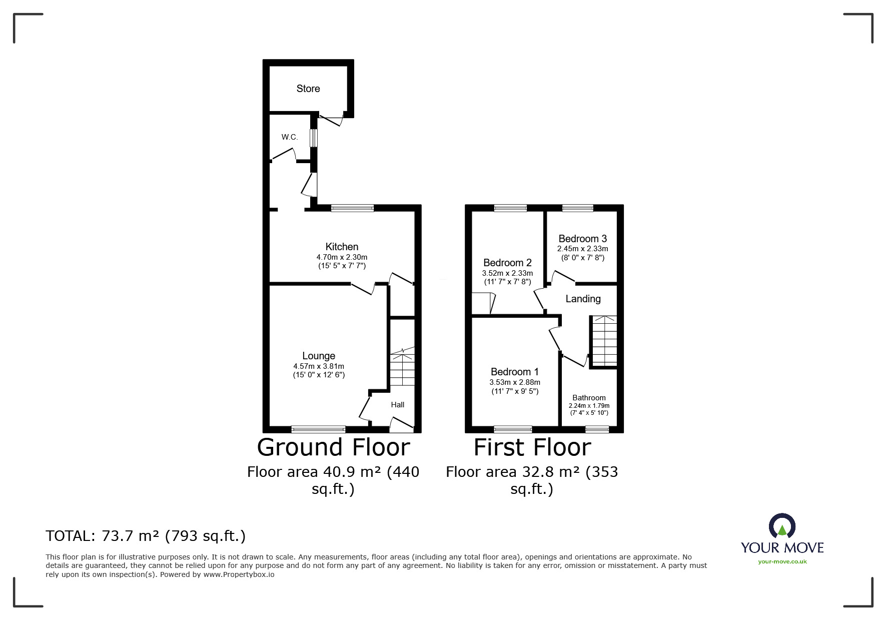 Floorplan of 3 bedroom Mid Terrace House for sale, The Avenue, Bentley, South Yorkshire, DN5