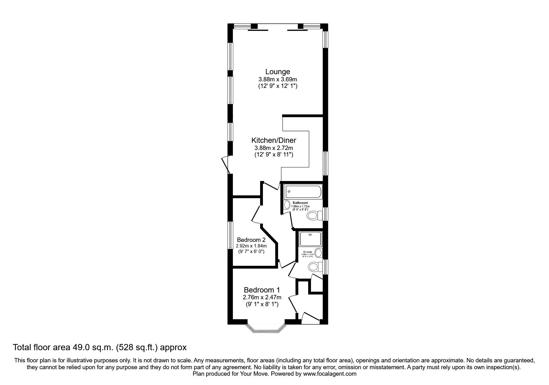 Floorplan of 2 bedroom Detached Property for sale, Saracens Lane, Scrooby, Nottinghamshire, DN10
