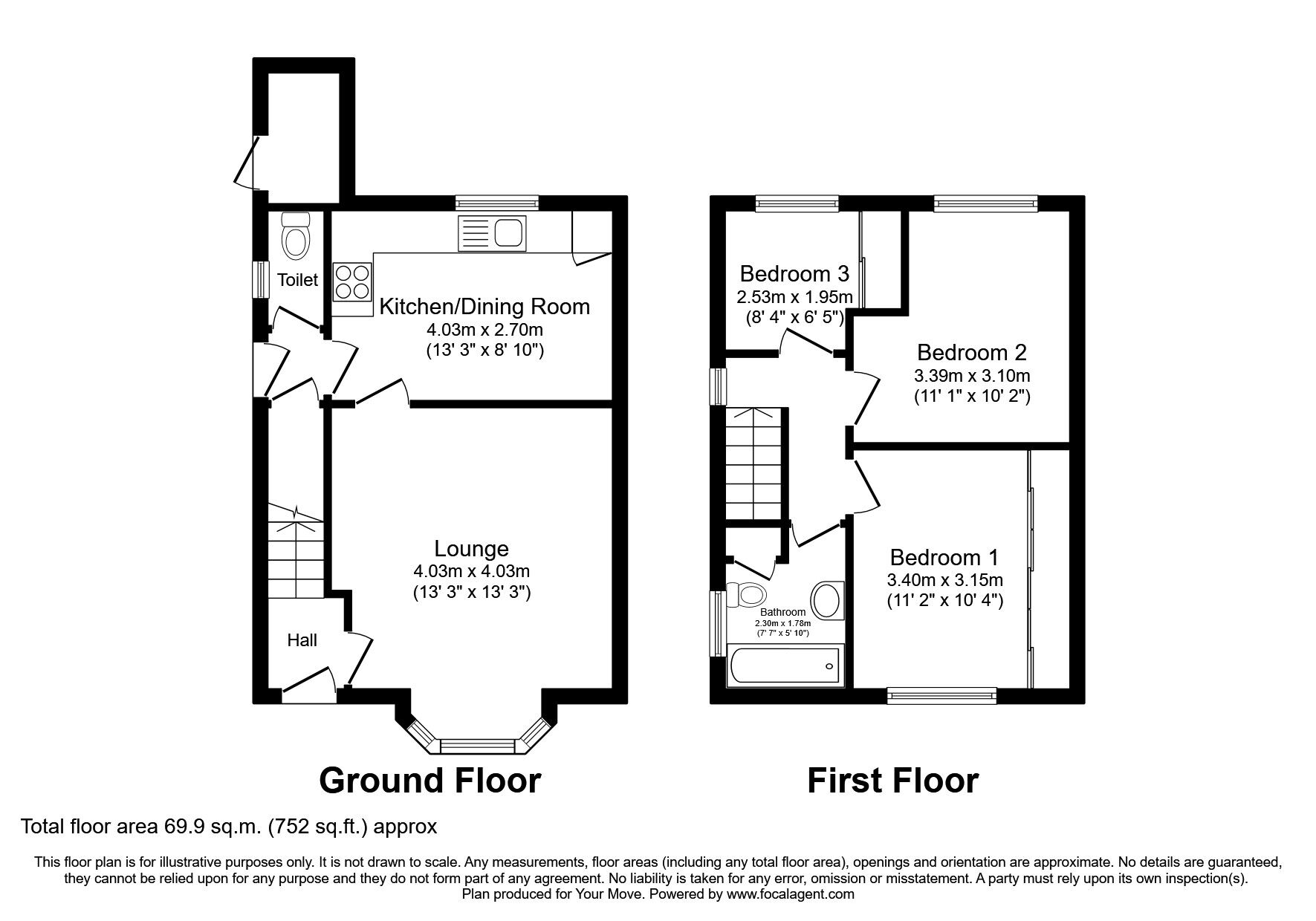 Floorplan of 3 bedroom Semi Detached House to rent, Queensberry Road, Doncaster, South Yorkshire, DN2