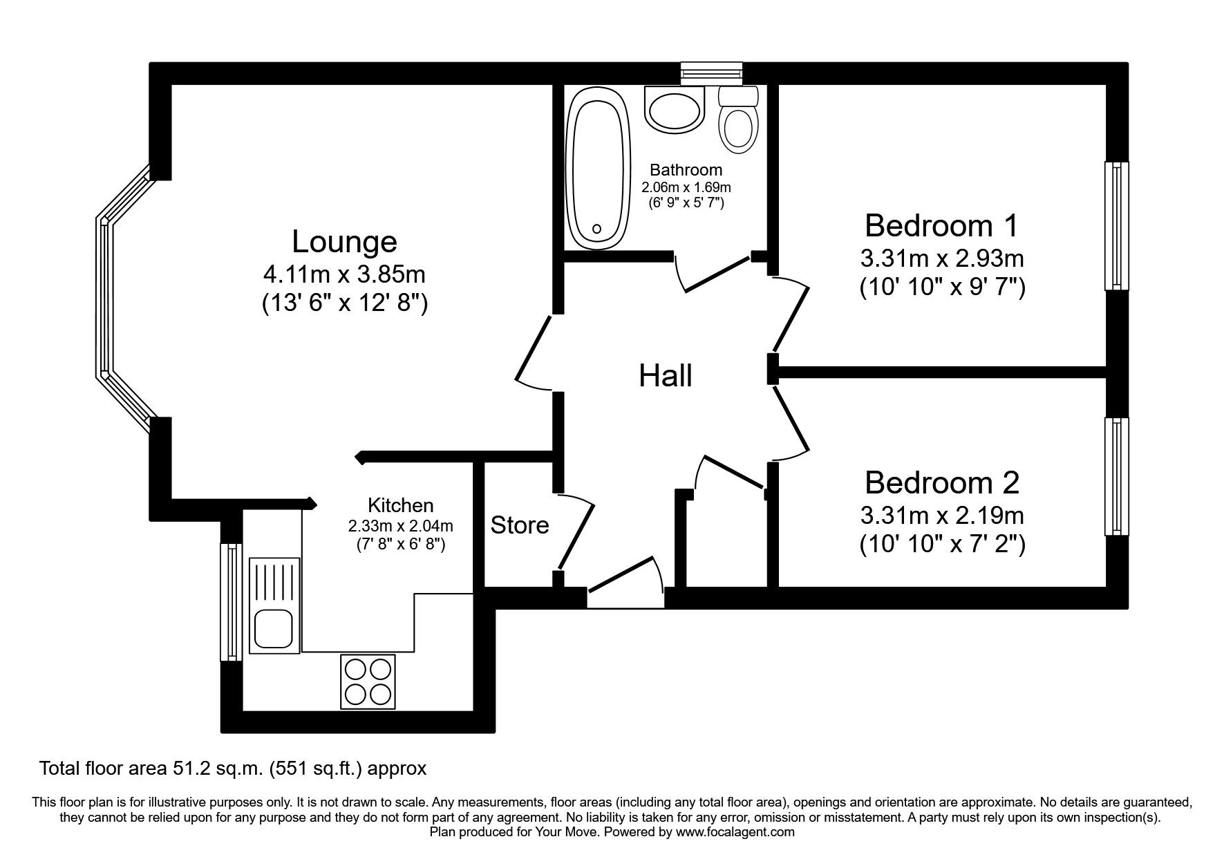 Floorplan of 2 bedroom  Flat for sale, Armthorpe Road, Doncaster, South Yorkshire, DN2