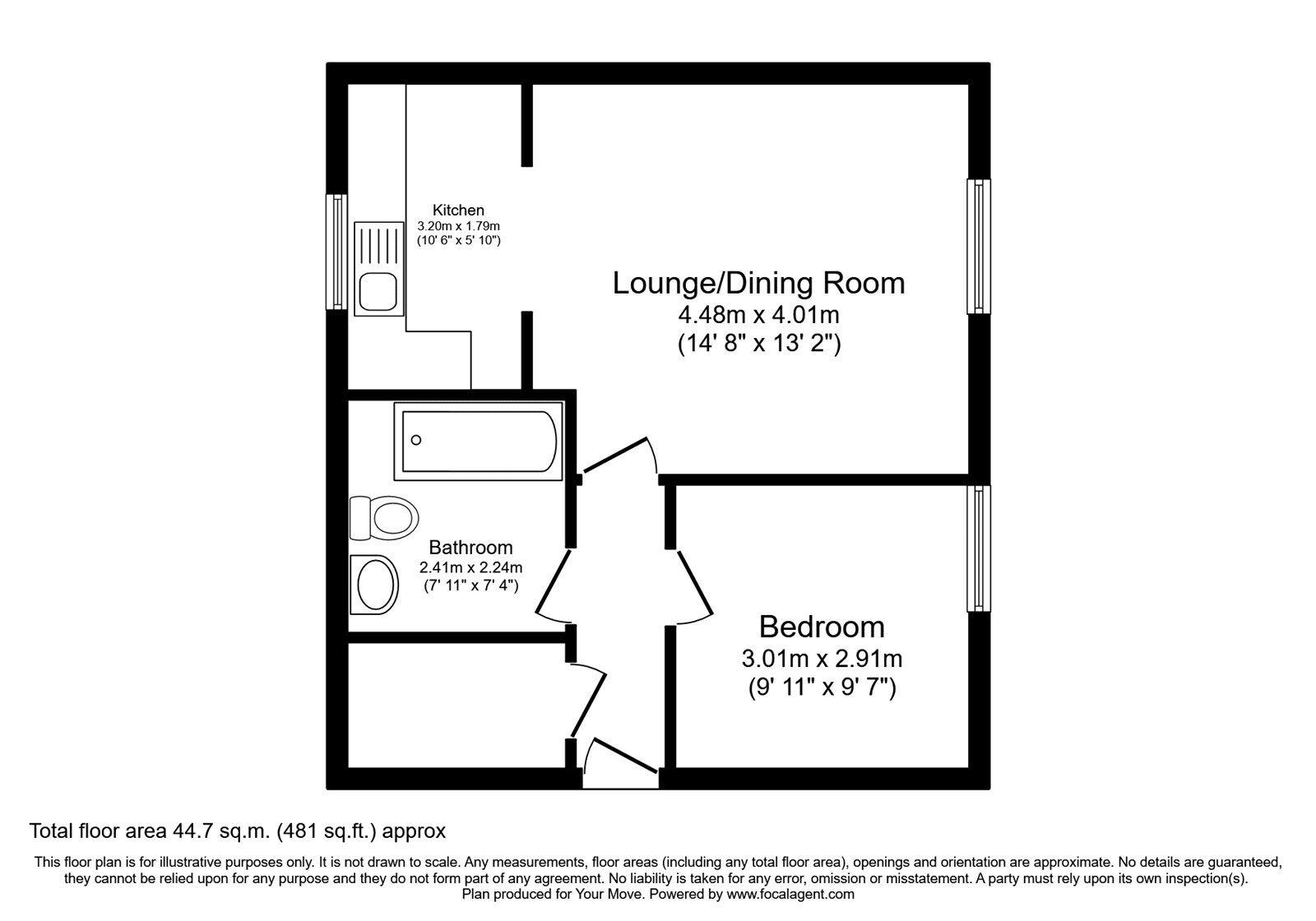 Floorplan of 1 bedroom Flat to rent, Styrrup Road, Harworth, Nottinghamshire, DN11
