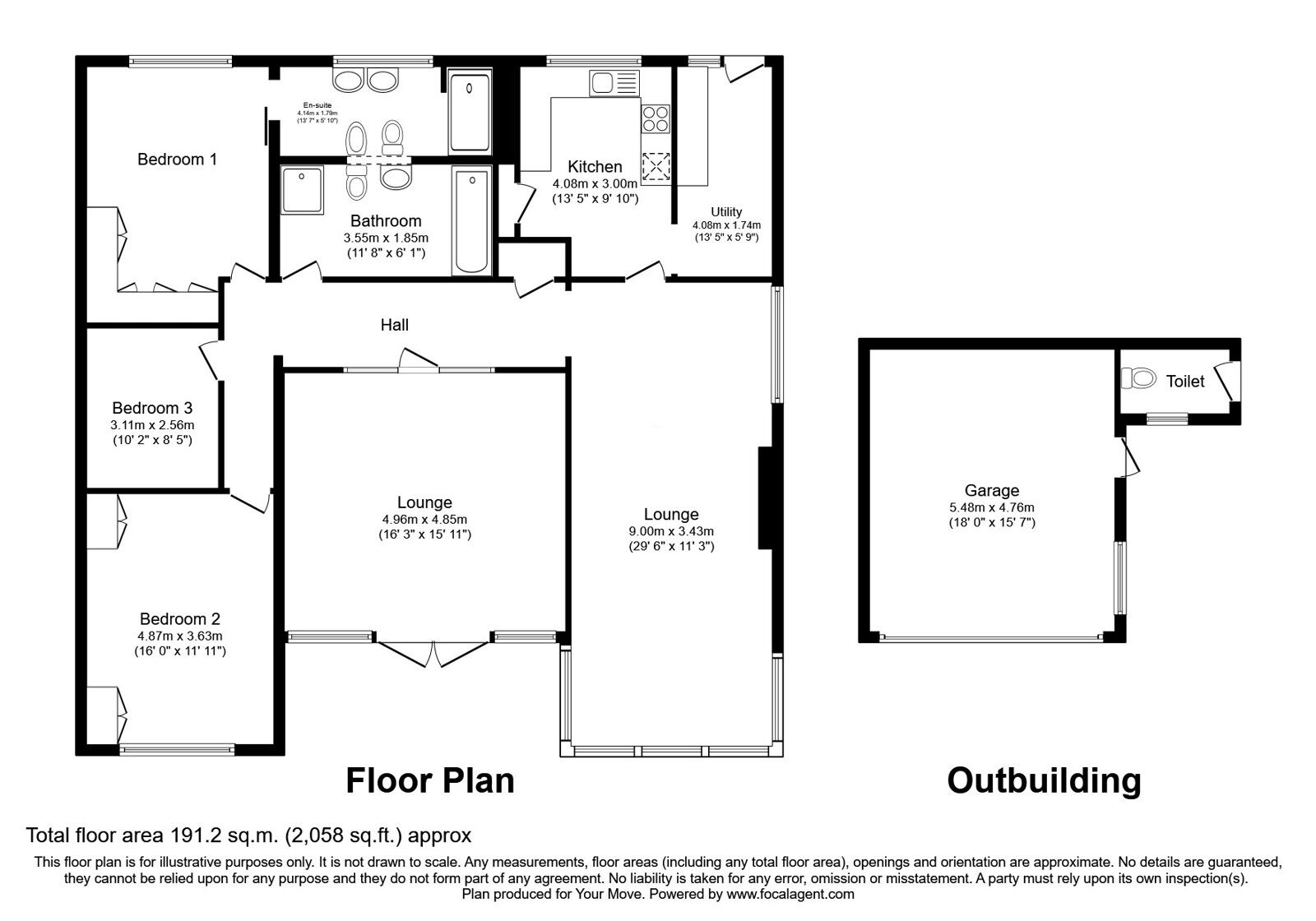 Floorplan of 3 bedroom Detached Bungalow for sale, Townfield Villas, Town Fields, South Yorkshire, DN1