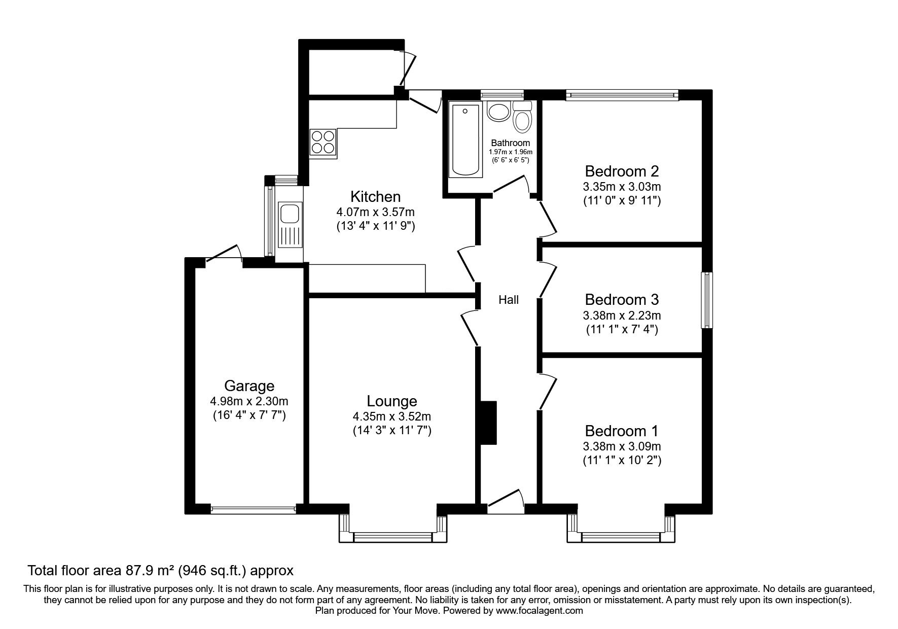 Floorplan of 3 bedroom Detached Bungalow for sale, Sheridan Avenue, Balby, Doncaster, South Yorkshire, DN4