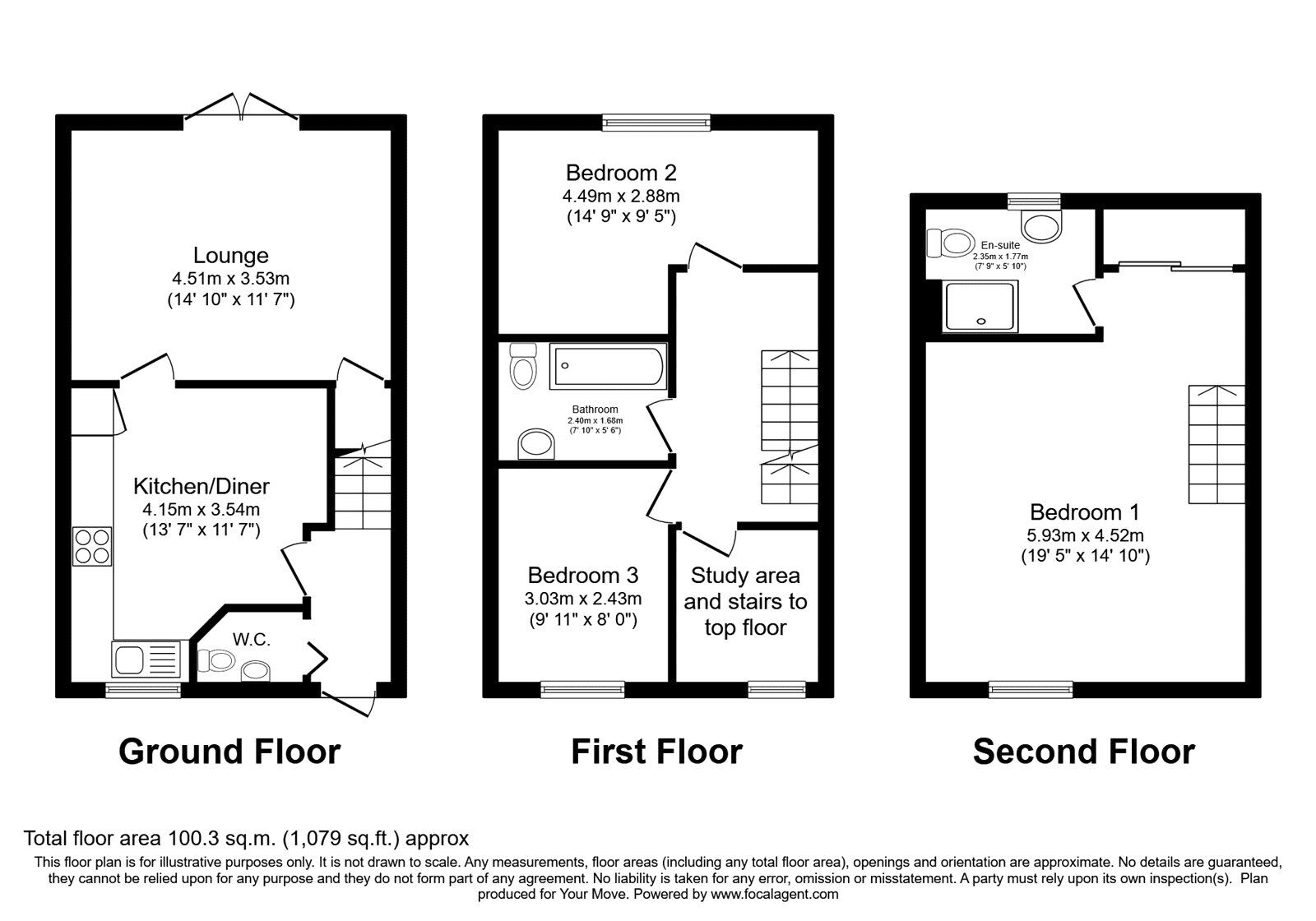 Floorplan of 3 bedroom End Terrace House to rent, Diamond Jubilee Way, Edlington, South Yorkshire, DN12