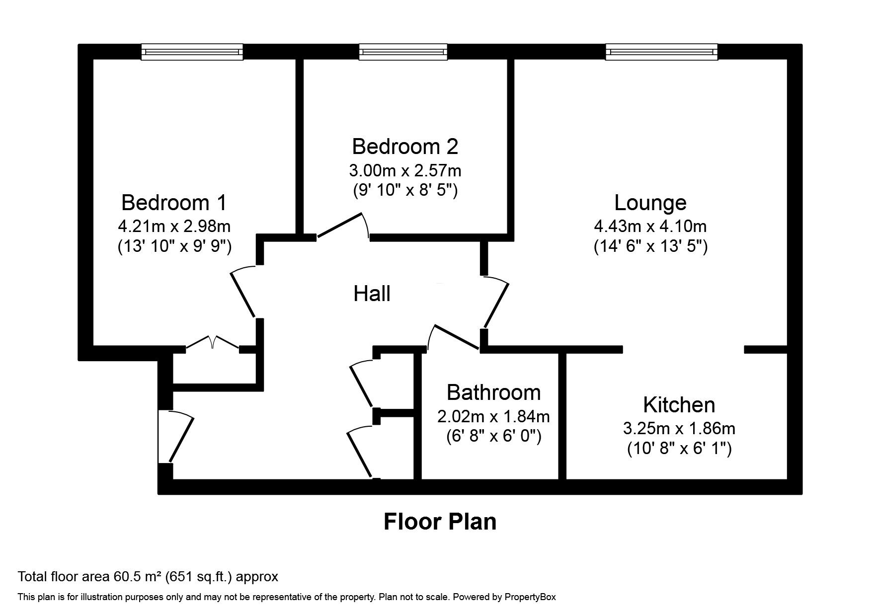Floorplan of 2 bedroom  Flat for sale, Mill Bridge Close, Retford, Nottinghamshire, DN22