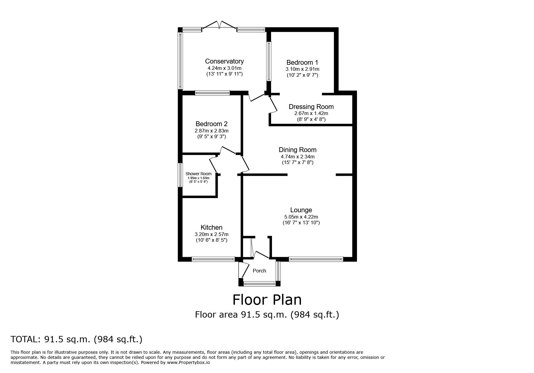 Floorplan of 2 bedroom Semi Detached Bungalow for sale, Eden Drive, Askern, South Yorkshire, DN6