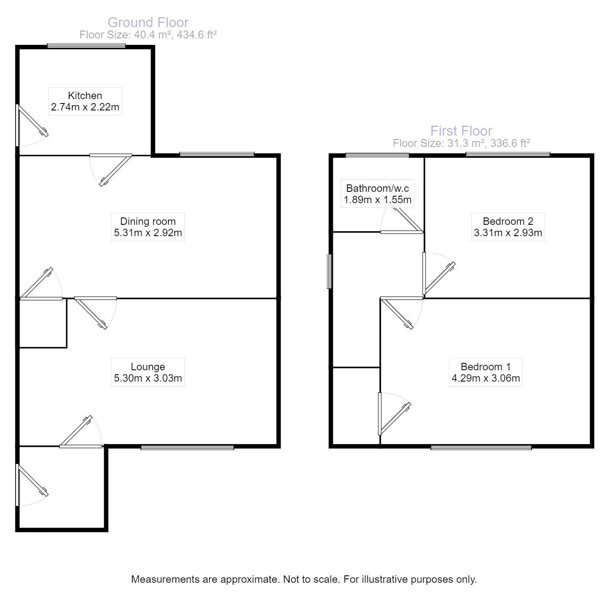 Floorplan of 2 bedroom Semi Detached House for sale, Glebe Road, Campsall, South Yorkshire, DN6