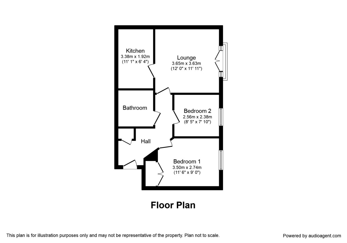 Floorplan of 2 bedroom  Flat for sale, Mill Bridge Close, Retford, Nottinghamshire, DN22