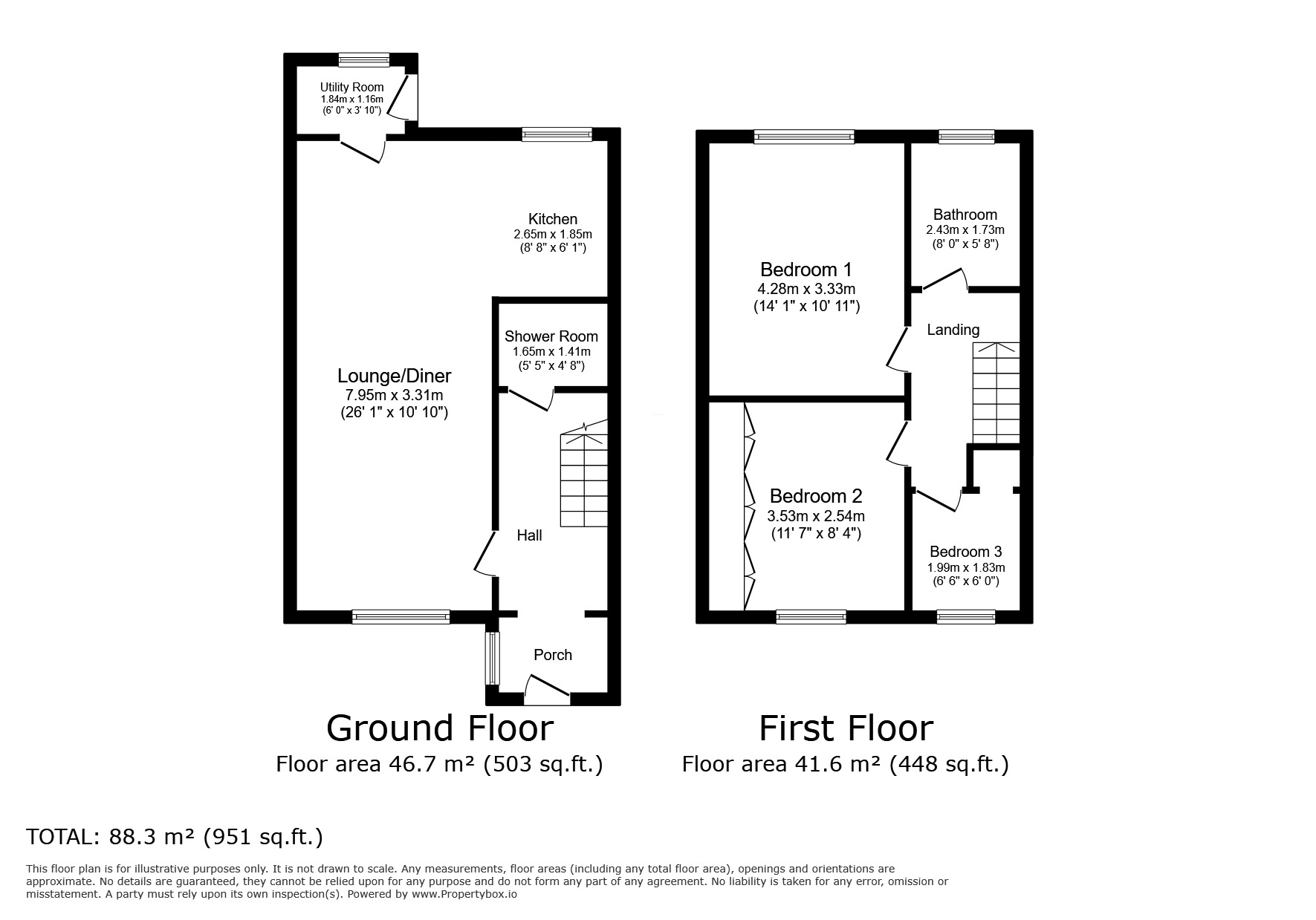 Floorplan of 3 bedroom Mid Terrace House for sale, Sour Lane, Fishlake, South Yorkshire, DN7