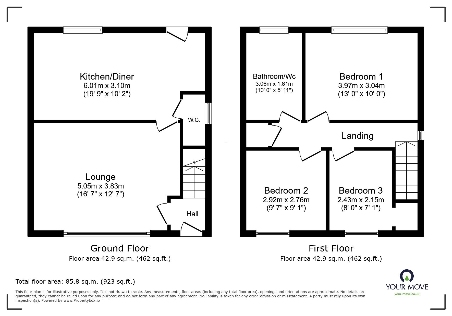 Floorplan of 3 bedroom Semi Detached House for sale, Woodlands Road, Woodlands, South Yorkshire, DN6