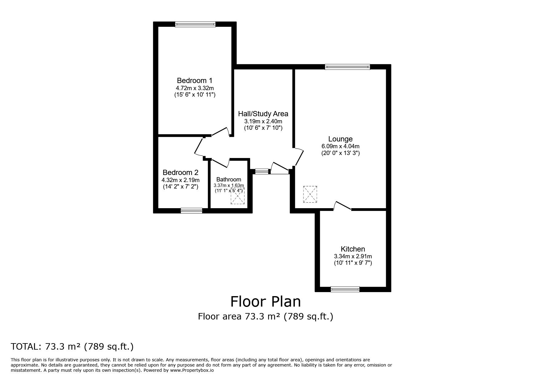Floorplan of 2 bedroom  Flat for sale, Victorian Crescent, Town Moor, Doncaster, South Yorkshire, DN2