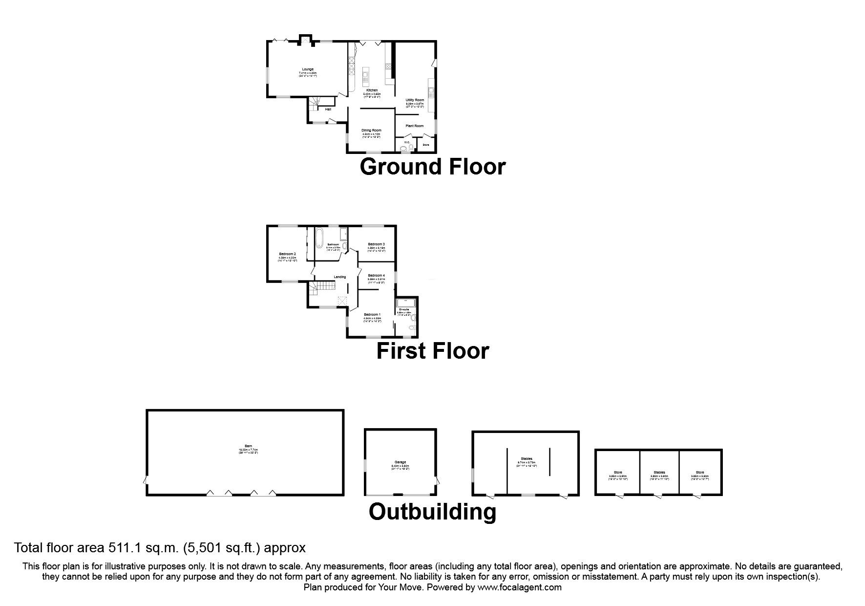 Floorplan of 4 bedroom Detached House for sale, Holme Lane, Holme, South Yorkshire, DN5