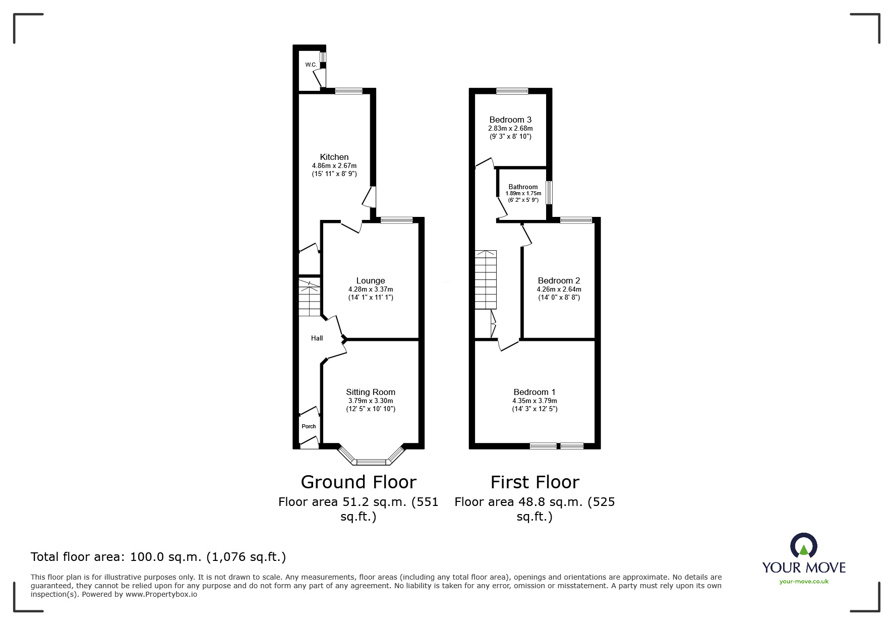 Floorplan of 3 bedroom Mid Terrace House for sale, Wentworth Road, Wheatley, Doncaster, South Yorkshire, DN2