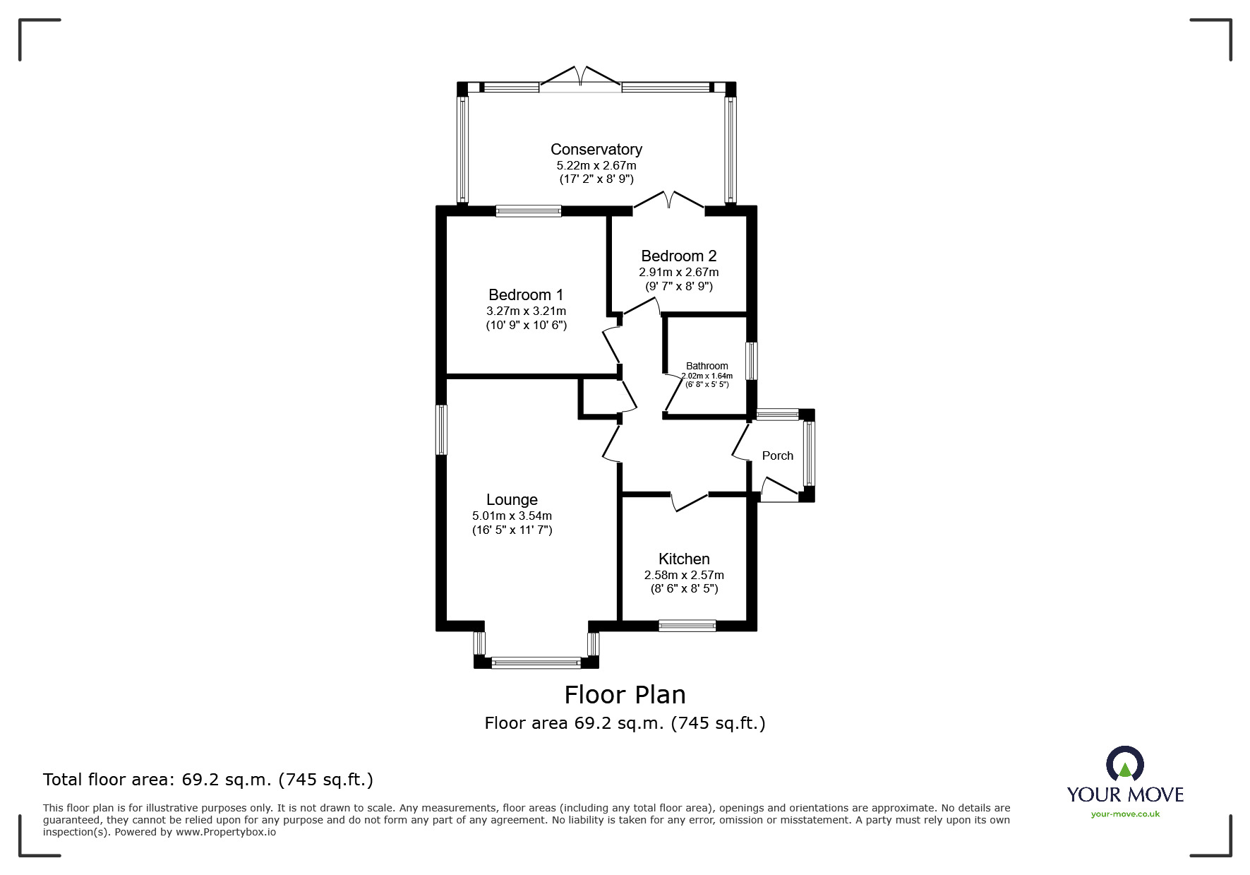 Floorplan of 2 bedroom Detached Bungalow for sale, Brampton Lane, Armthorpe, South Yorkshire, DN3