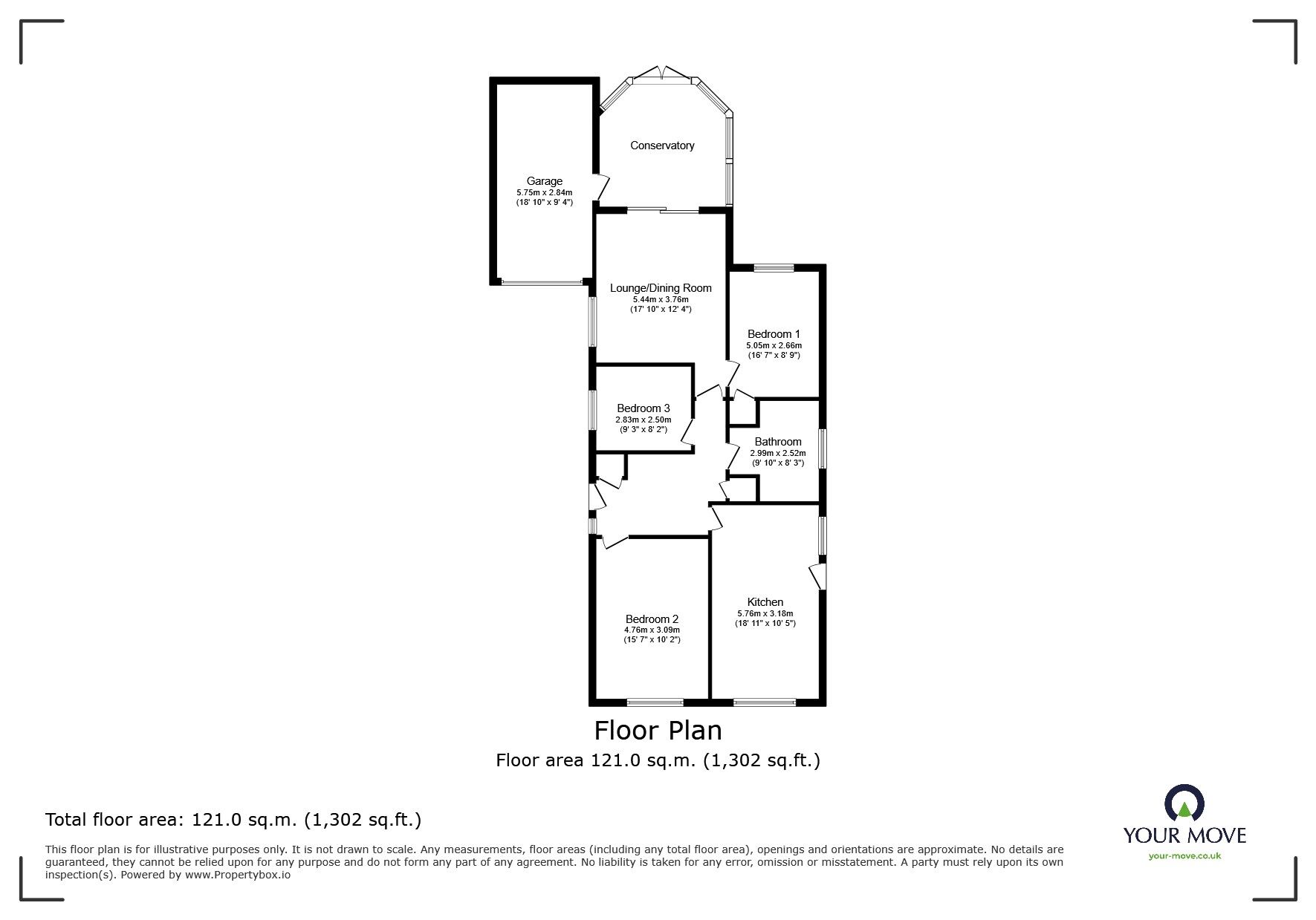 Floorplan of 3 bedroom Detached Bungalow for sale, Oakdale Close, Edenthorpe, South Yorkshire, DN3