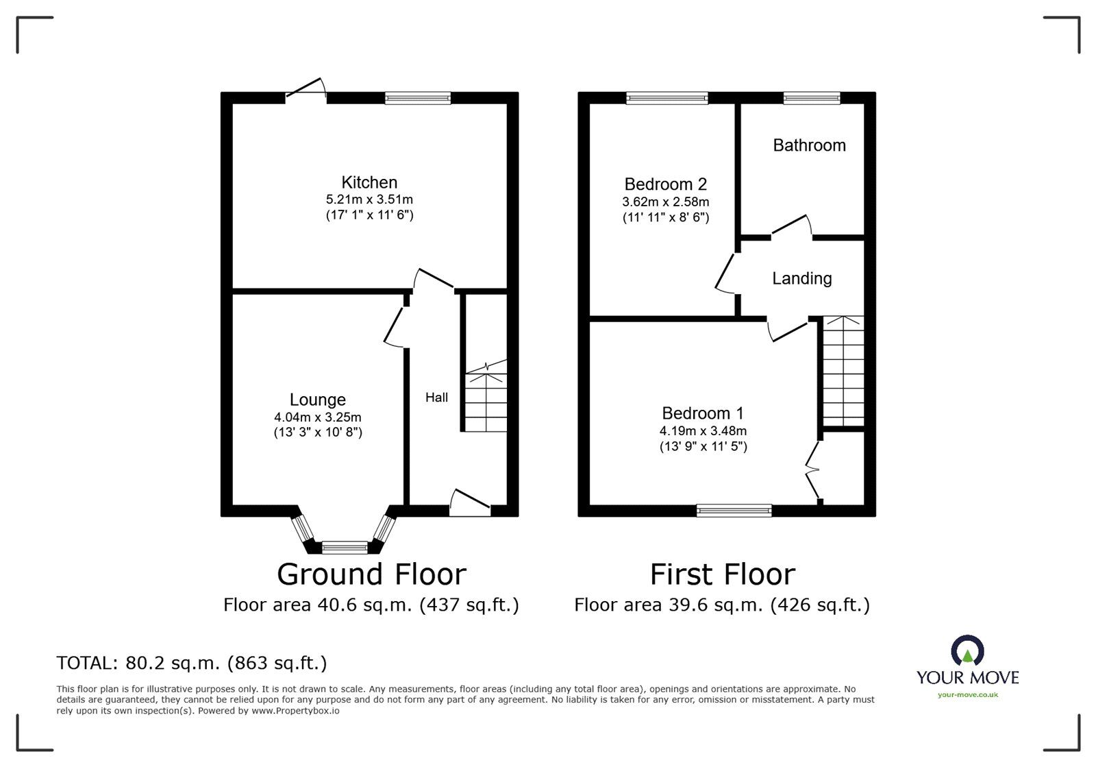 Floorplan of 2 bedroom Mid Terrace House for sale, Trafalgar Street, Carcroft, South Yorkshire, DN6