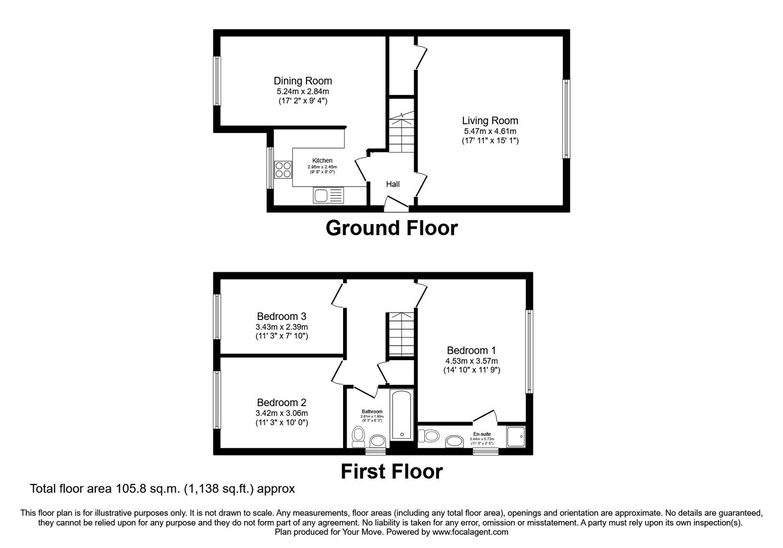 Floorplan of 3 bedroom Semi Detached House for sale, Galway Mews, Harworth, Nottinghamshire, DN11