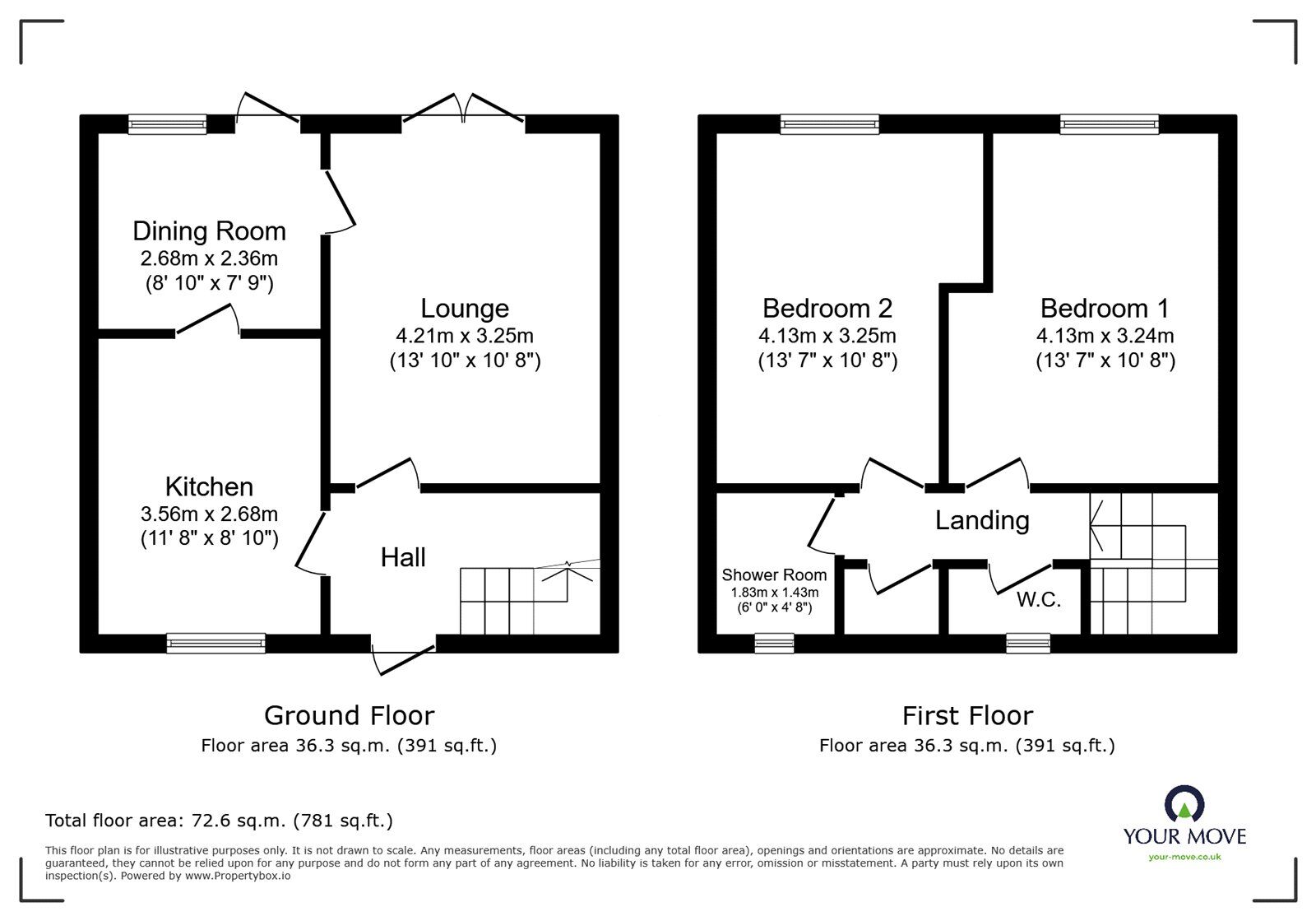 Floorplan of 2 bedroom End Terrace House for sale, Larch Drive, Armthorpe, South Yorkshire, DN3