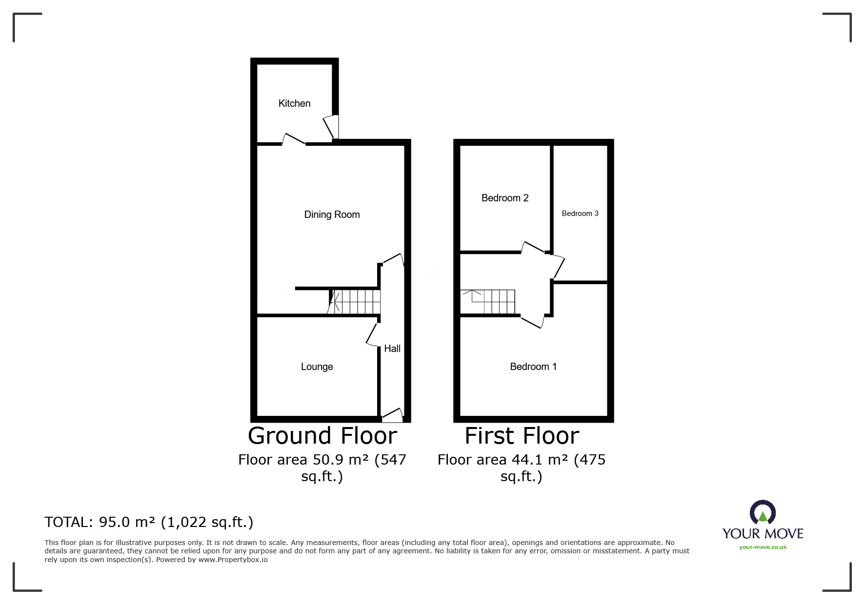 Floorplan of 2 bedroom Mid Terrace House to rent, Chestnut Avenue, Carcroft, South Yorkshire, DN6