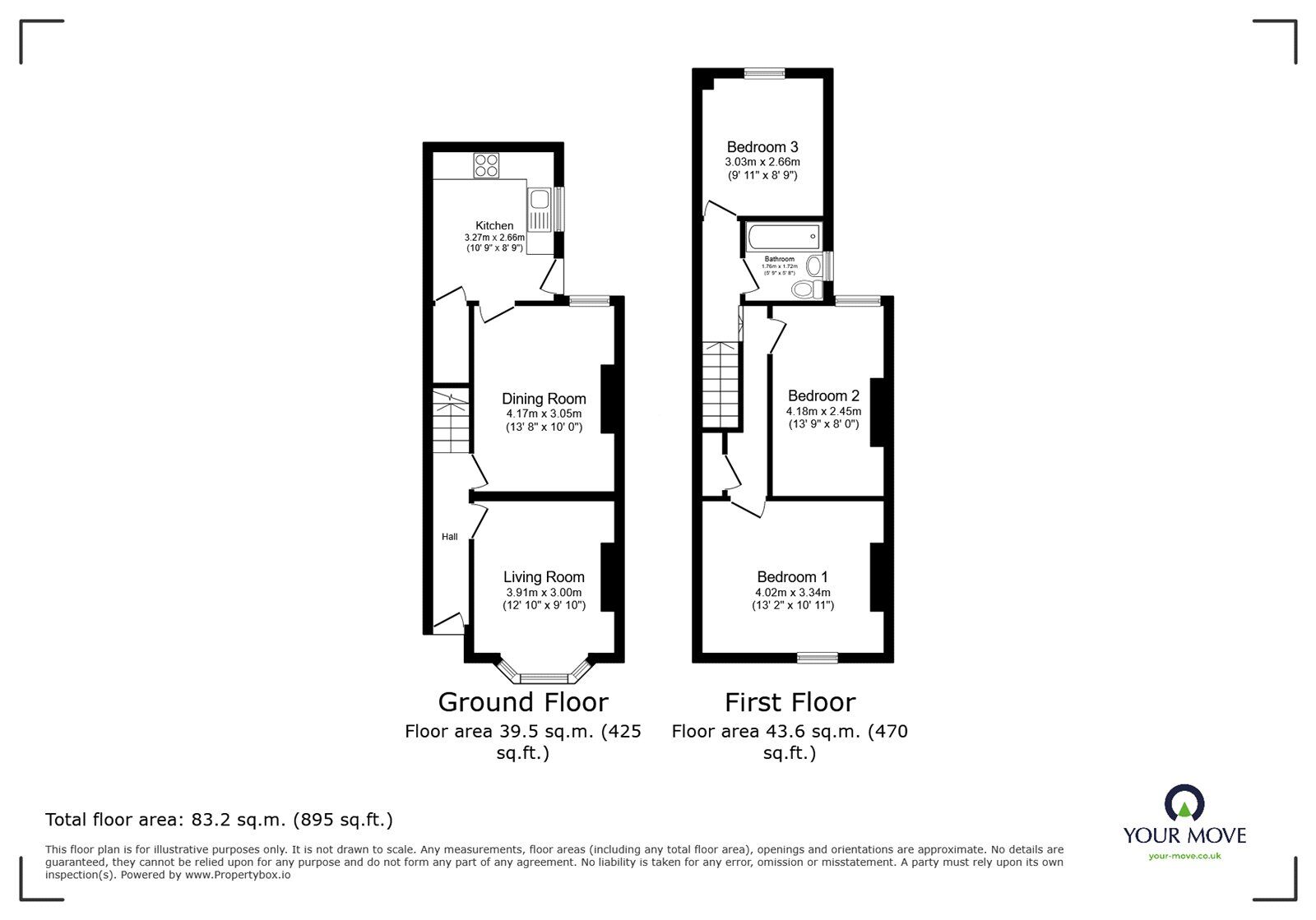 Floorplan of 3 bedroom End Terrace House for sale, Clarence Avenue, Balby, Doncaster, South Yorkshire, DN4