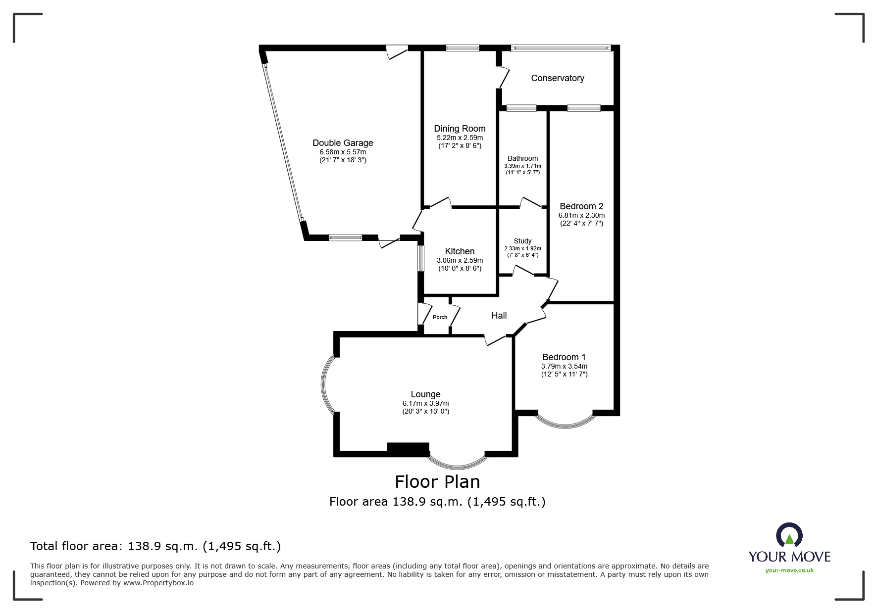 Floorplan of 2 bedroom Semi Detached Bungalow for sale, Croft Road, Doncaster, South Yorkshire, DN4
