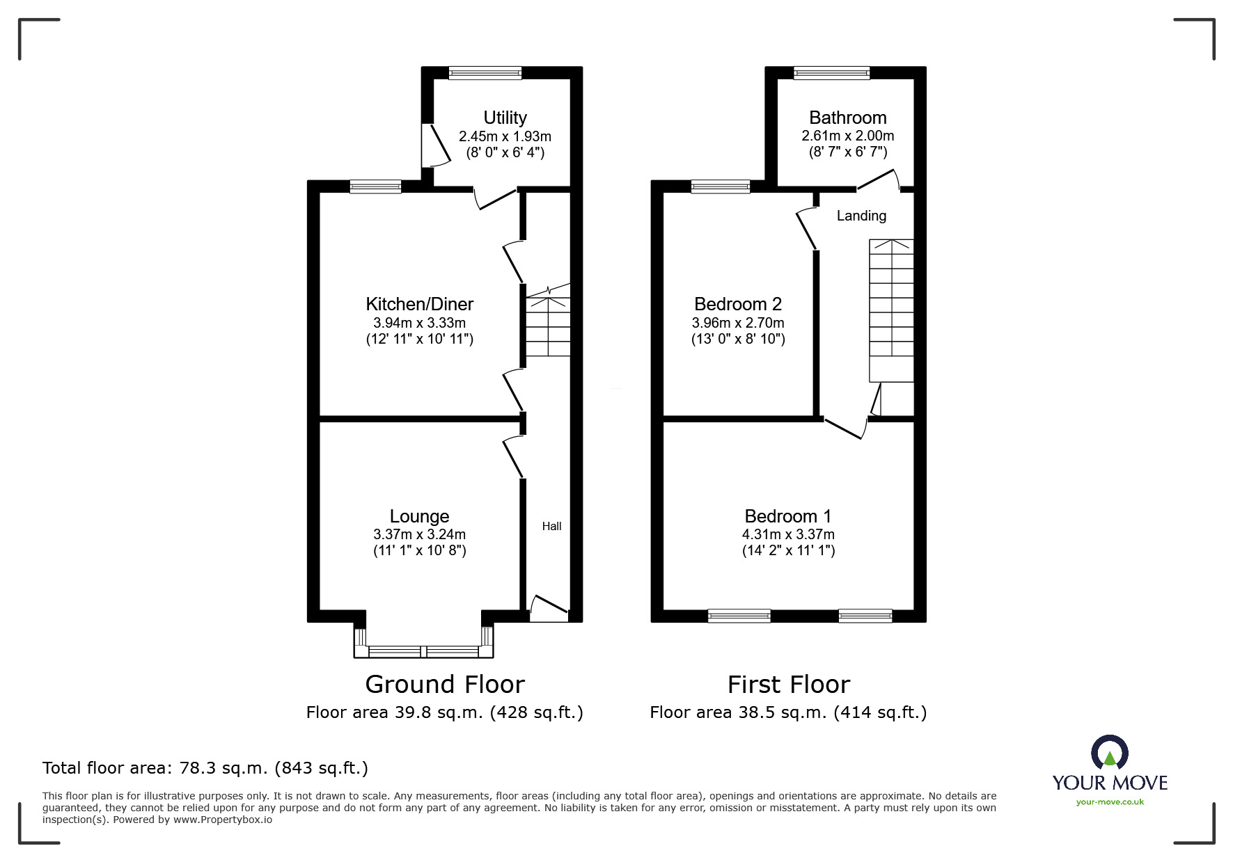 Floorplan of 2 bedroom Mid Terrace House for sale, Wheatley Park Road, Bentley, South Yorkshire, DN5