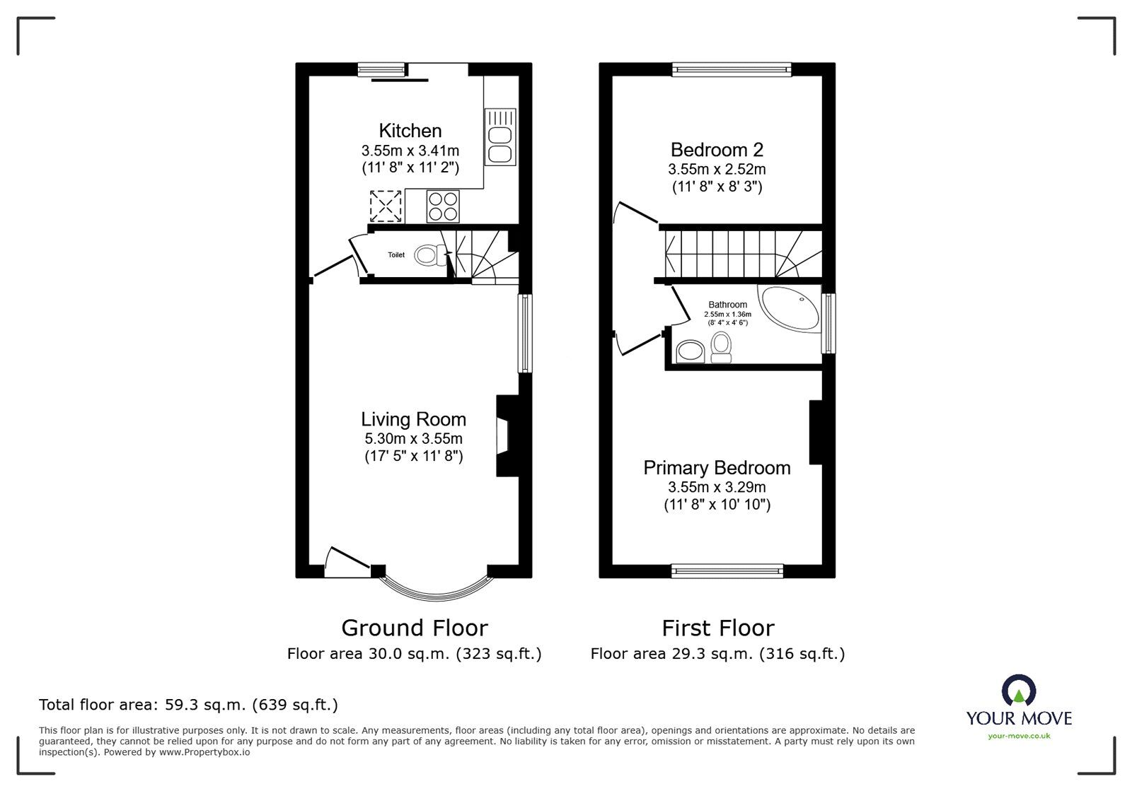 Floorplan of 2 bedroom End Terrace House for sale, Staunton Road, Cantley, Doncaster, DN4