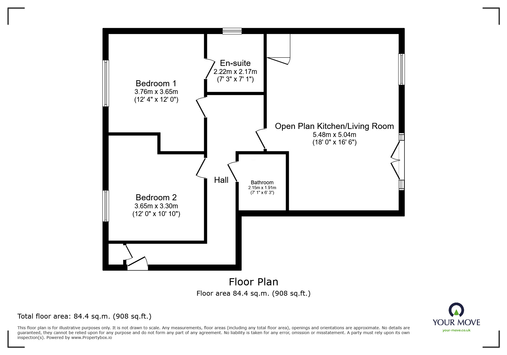 Floorplan of 2 bedroom  Flat for sale, Dove Mews, Lakeside, Doncaster, South Yorkshire, DN4
