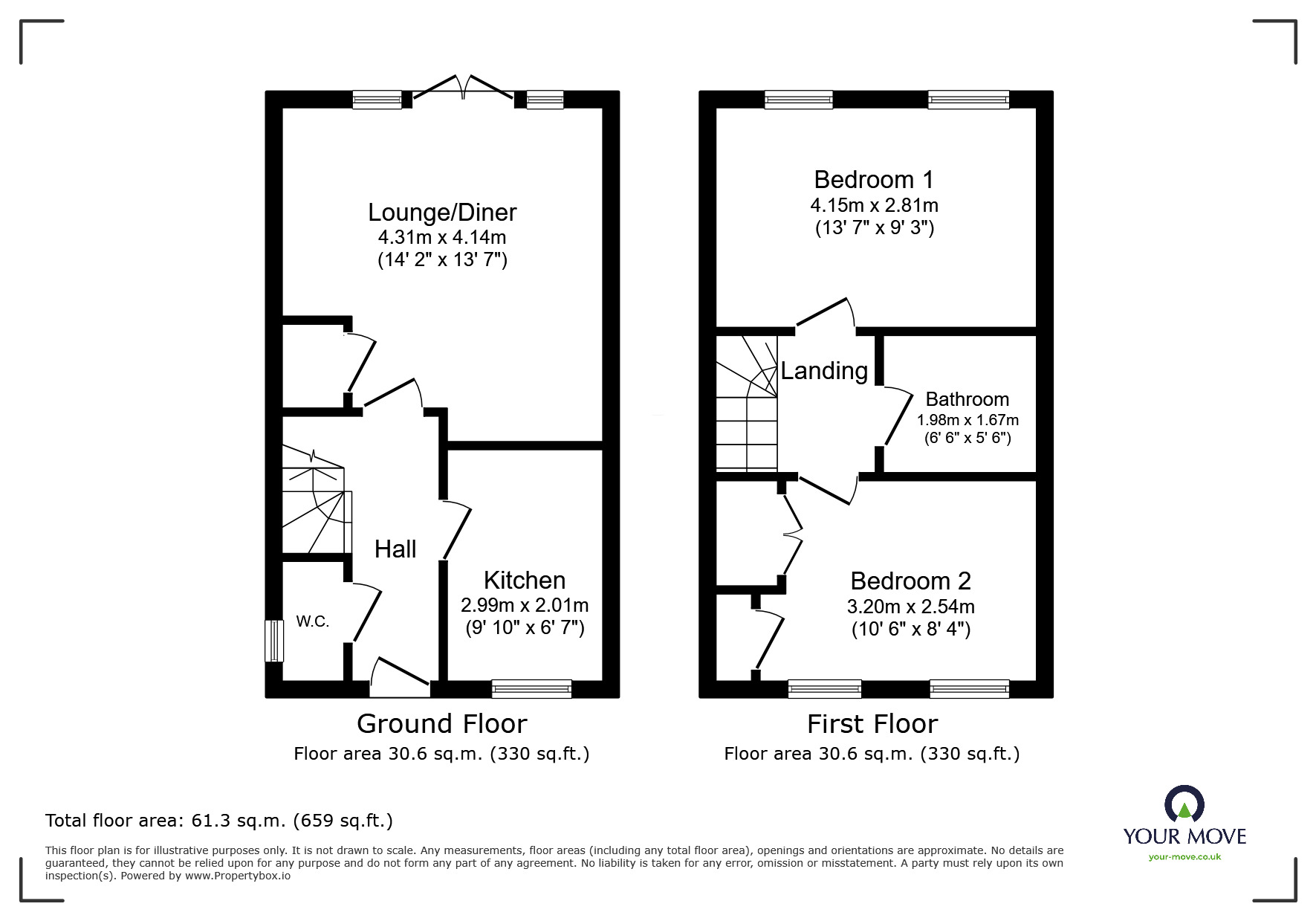 Floorplan of 2 bedroom End Terrace House for sale, Sandhills Way, Branton, South Yorkshire, DN3