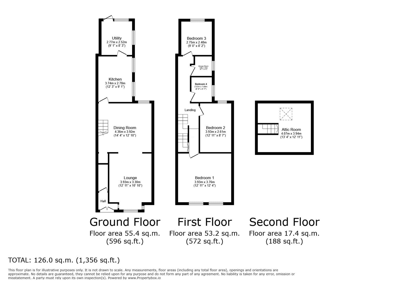 Floorplan of 4 bedroom Mid Terrace House to rent, Urban Road, Doncaster, South Yorkshire, DN4