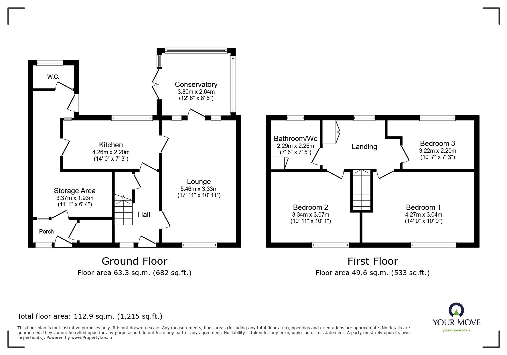 Floorplan of 3 bedroom Mid Terrace House for sale, Newmarket Road, Cantley, Doncaster, South Yorkshire, DN4