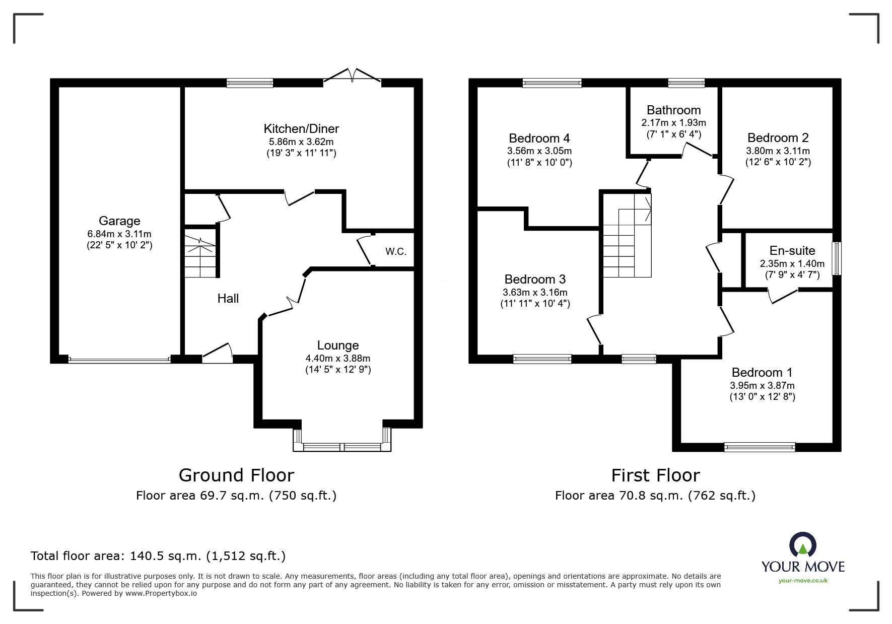 Floorplan of 4 bedroom Detached House for sale, Courtland Grove, Hatfield, South Yorkshire, DN7