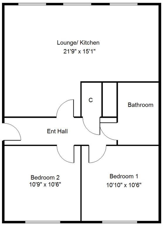 Floorplan of 2 bedroom  Flat to rent, Chelwood Court, Balby, South Yorkshire, DN4