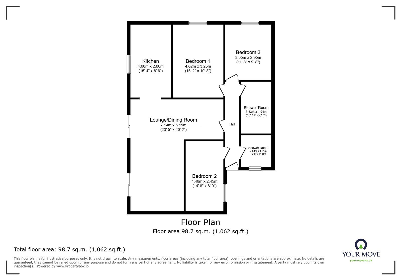 Floorplan of 3 bedroom Detached Bungalow for sale, Pasture Close, Armthorpe, South Yorkshire, DN3