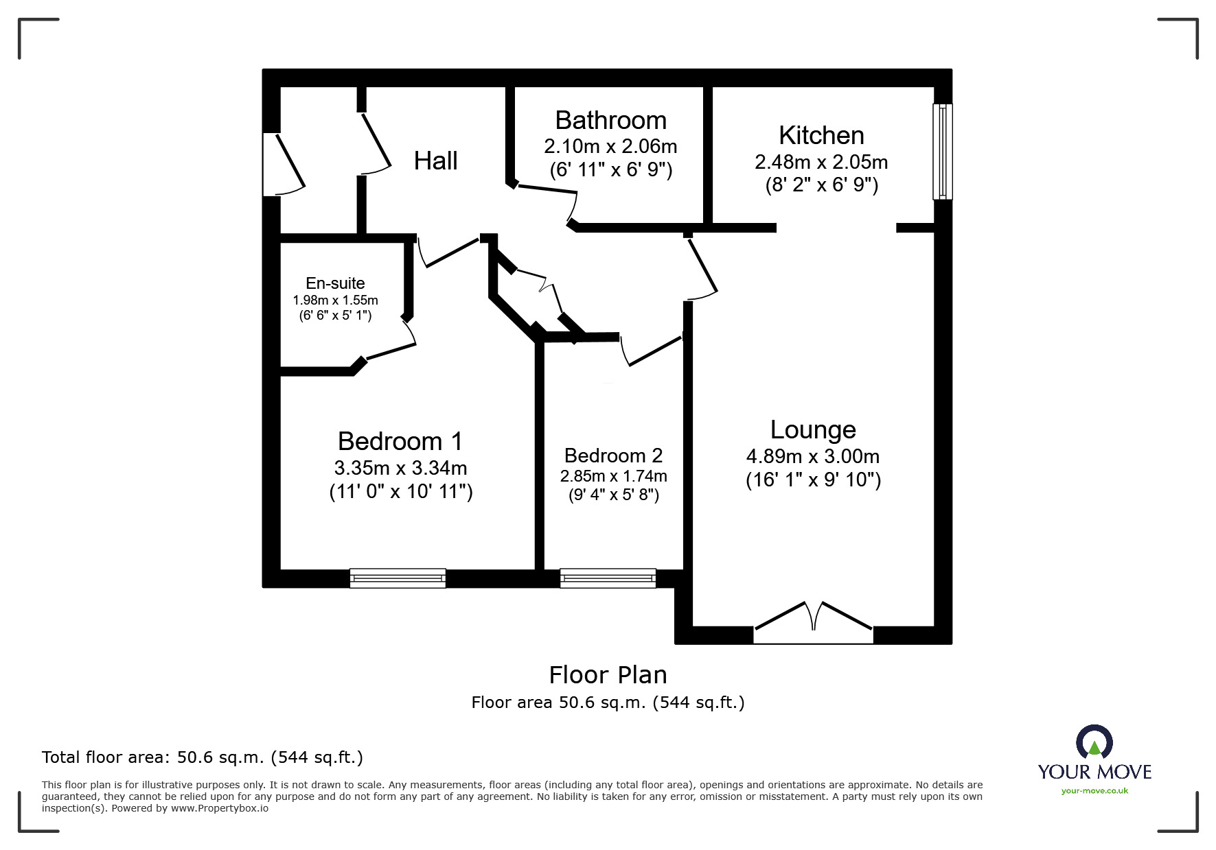 Floorplan of 2 bedroom  Flat for sale, Primrose Place, Doncaster, South Yorkshire, DN4