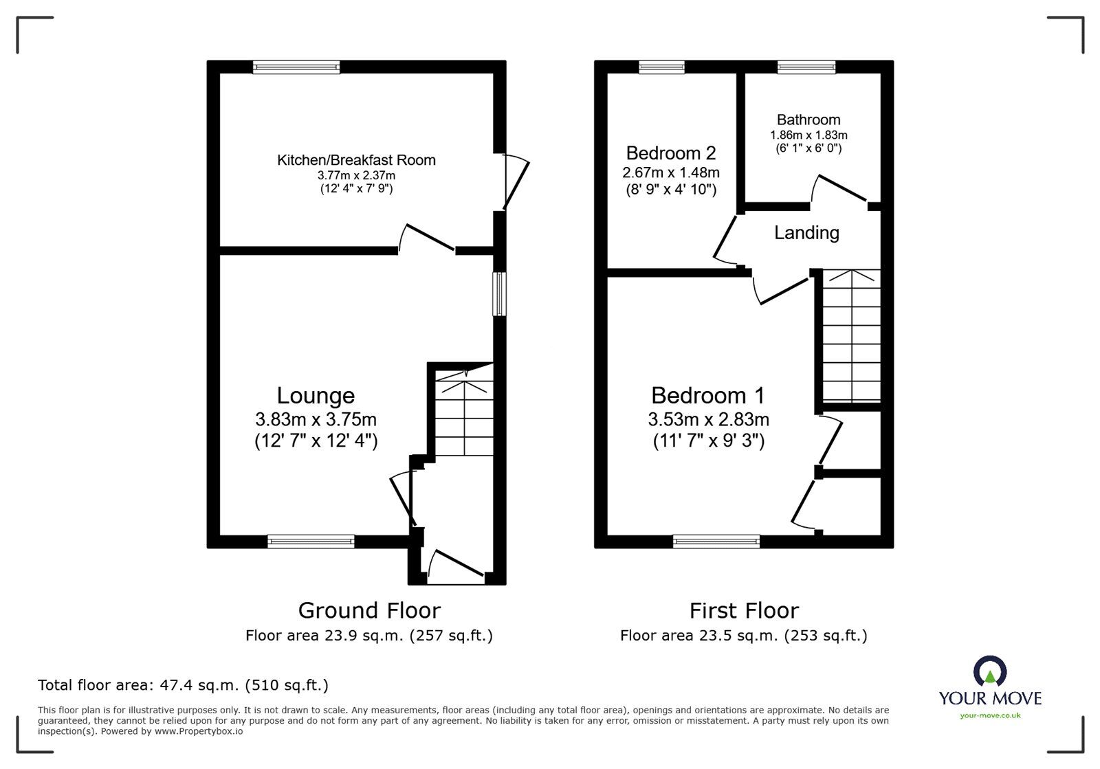 Floorplan of 2 bedroom Semi Detached House for sale, Pasture Close, Armthorpe, South Yorkshire, DN3