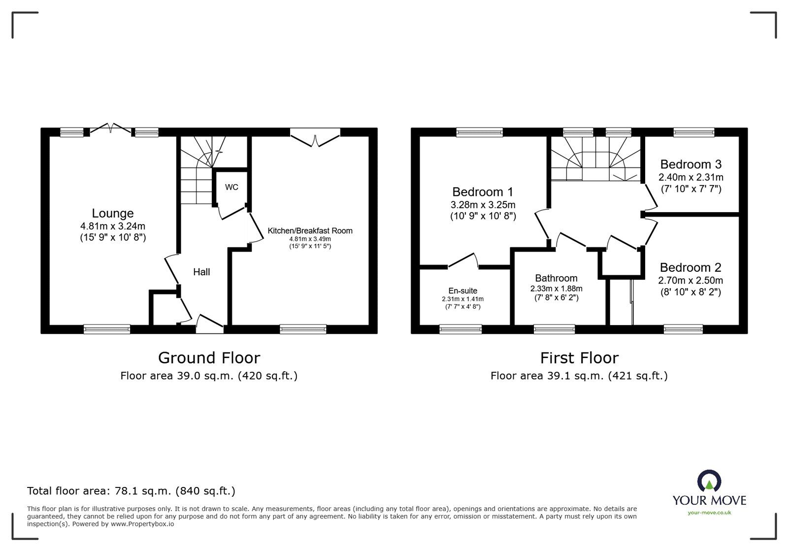 Floorplan of 3 bedroom Detached House for sale, Wallis Grove, Harworth, Nottinghamshire, DN11