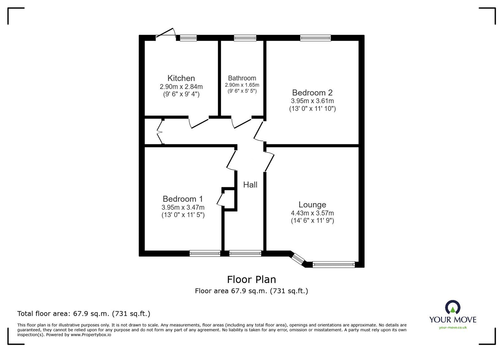 Floorplan of 2 bedroom  Flat for sale, Westminster Crescent, Doncaster, South Yorkshire, DN2