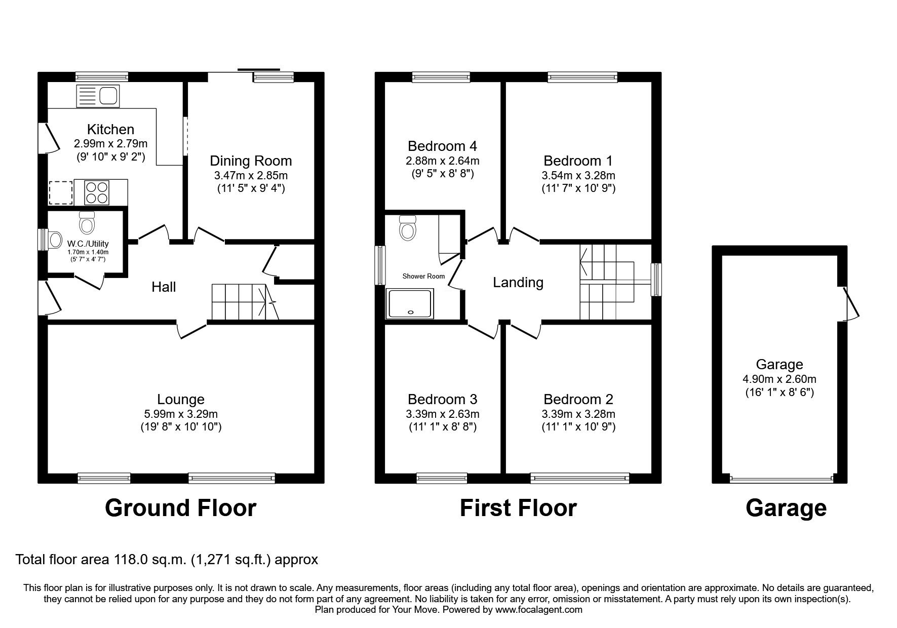Floorplan of 4 bedroom Detached House for sale, Hindburn Close, Bessacarr, Doncaster, South Yorkshire, DN4