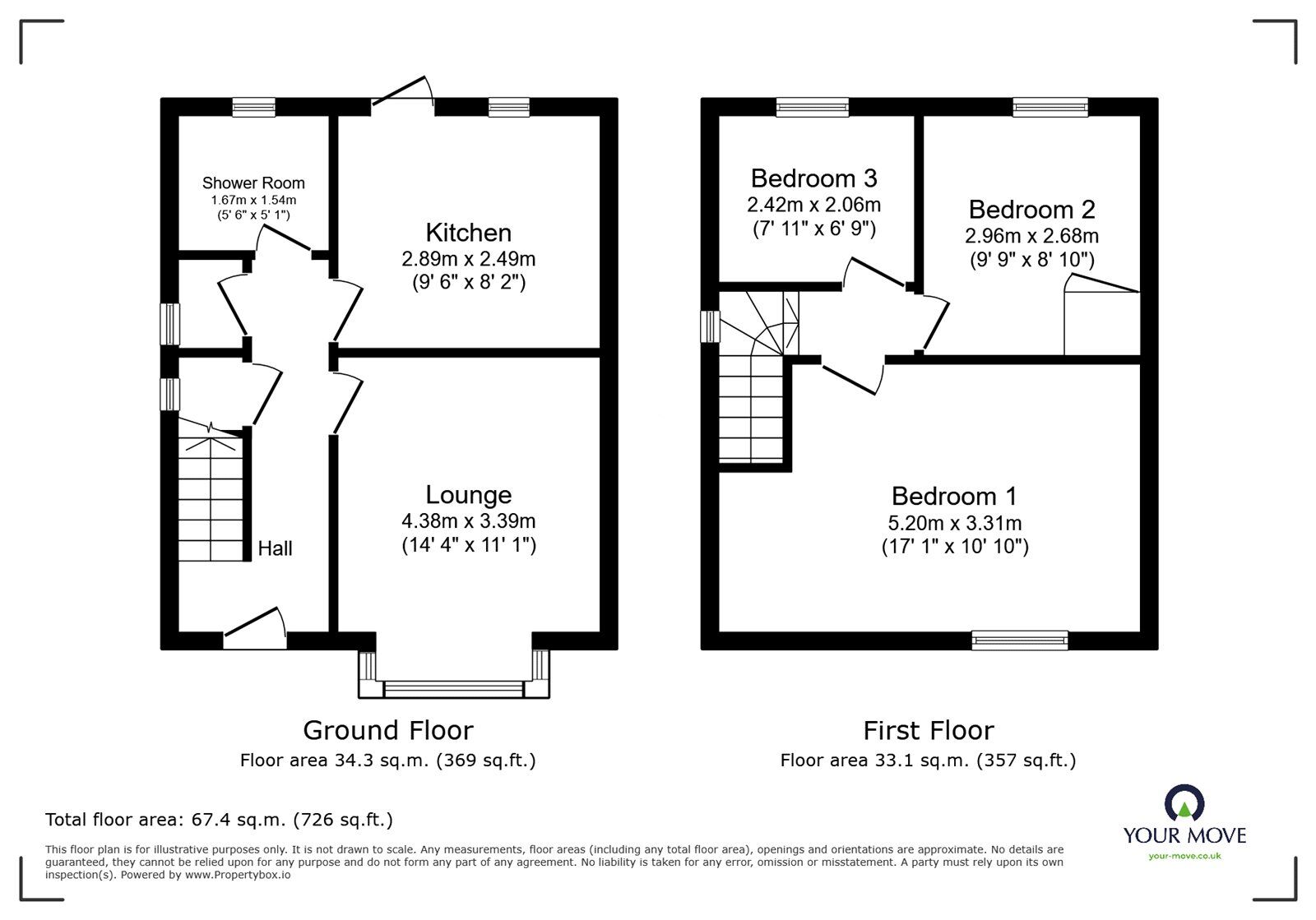 Floorplan of 3 bedroom Semi Detached House for sale, Thomson Avenue, Doncaster, South Yorkshire, DN4