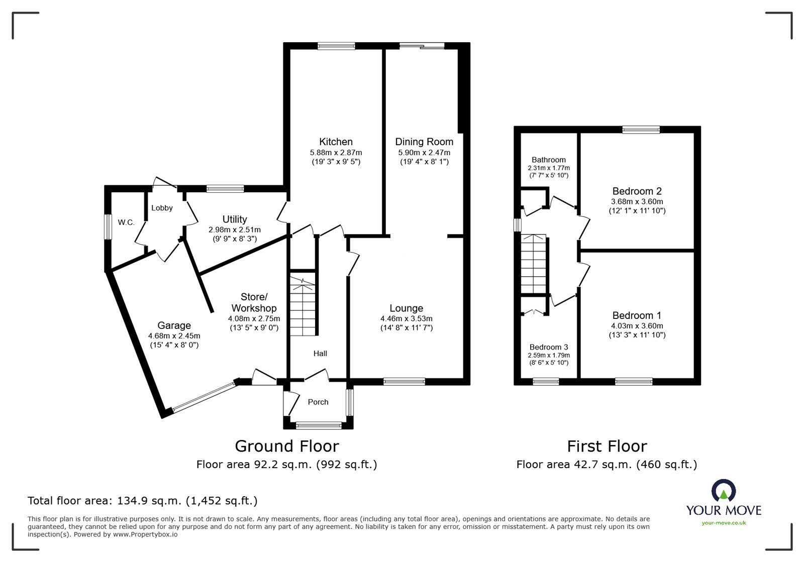 Floorplan of 3 bedroom Semi Detached House for sale, Winchester Way, Scawsby, South Yorkshire, DN5